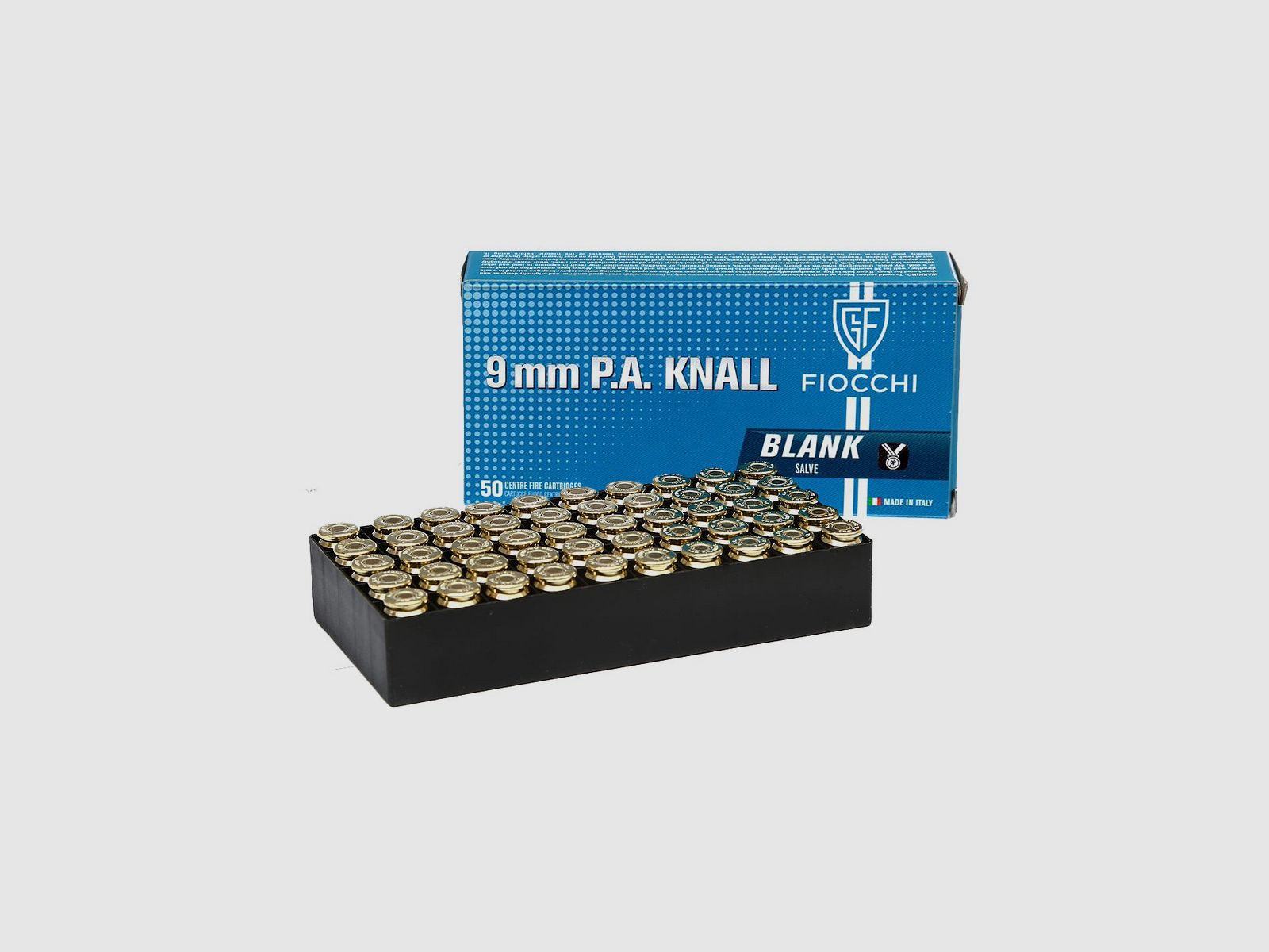 Platzpatronen Fiocchi 9 mm. Packung 50 Stk.