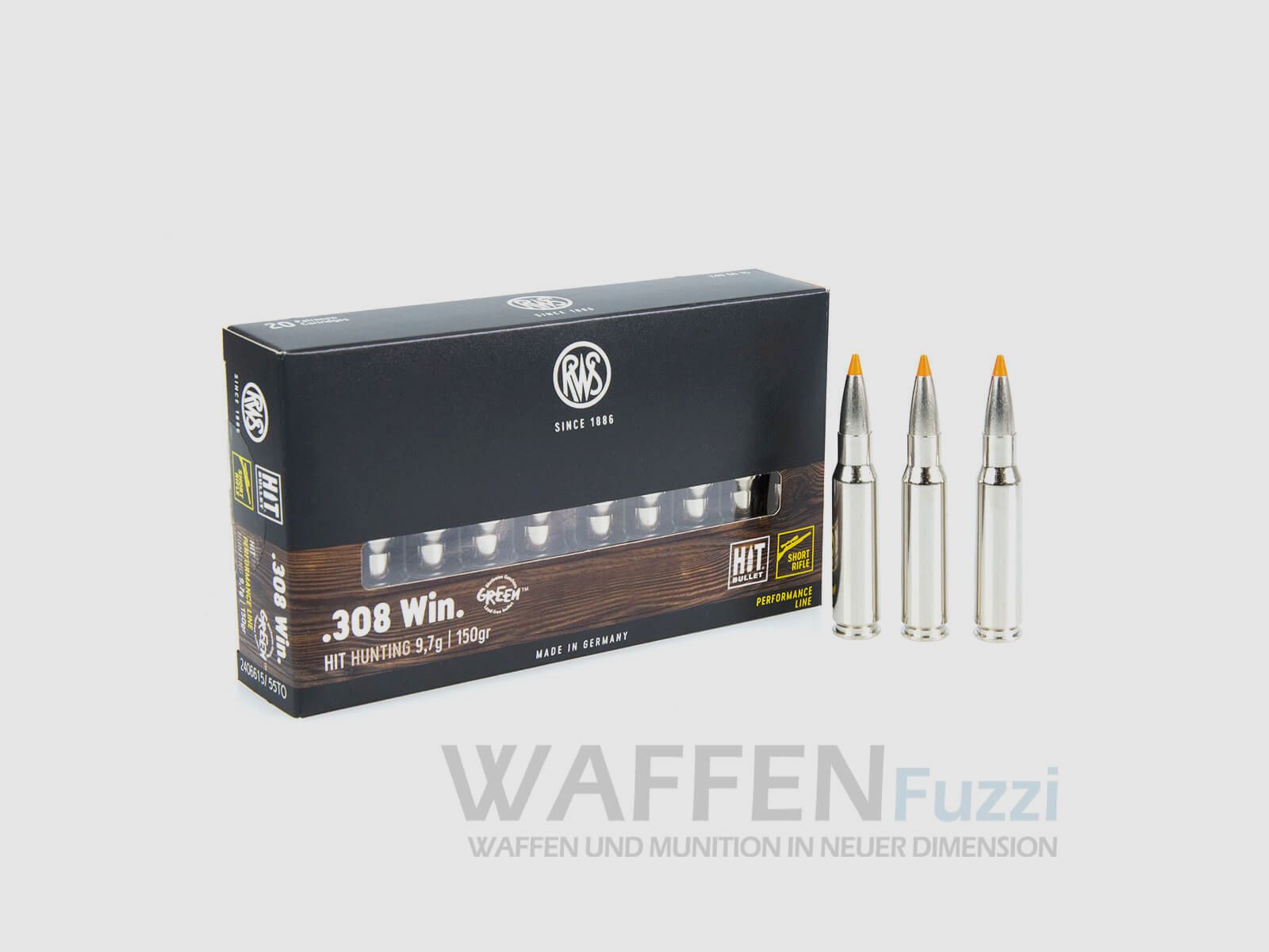 RWS cartridge caliber .308 HIT Short Rifle Performance Line 150gr