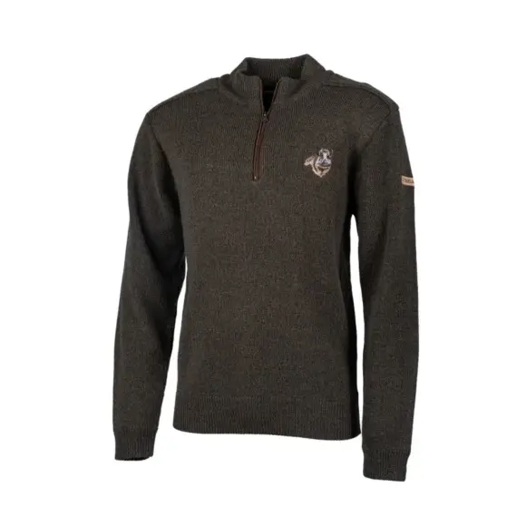 Pull de Chasse Col Zip Broderie Sanglier Treeland, billede 1 af 4