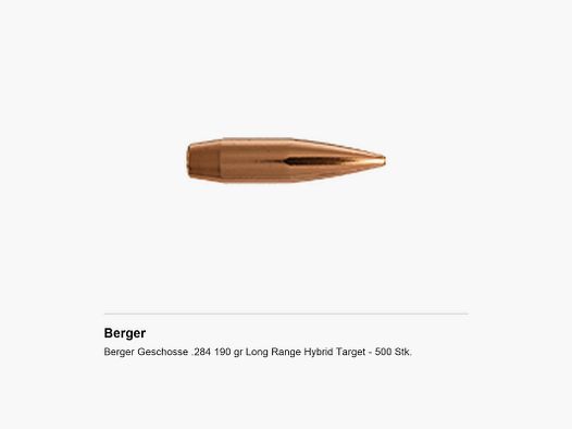 Berger Kogels .284 190 gr Long Range Hybrid Target – 500 st.