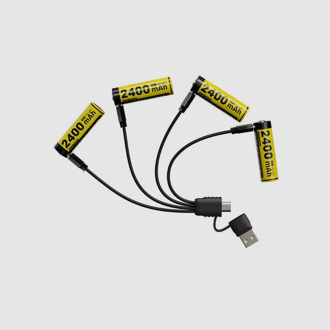 Nitecore NH2400 Batería AA de iones de litio recargable de 2400 mAh con puerto USB-C, 4 unidades, imagen 1 de 7