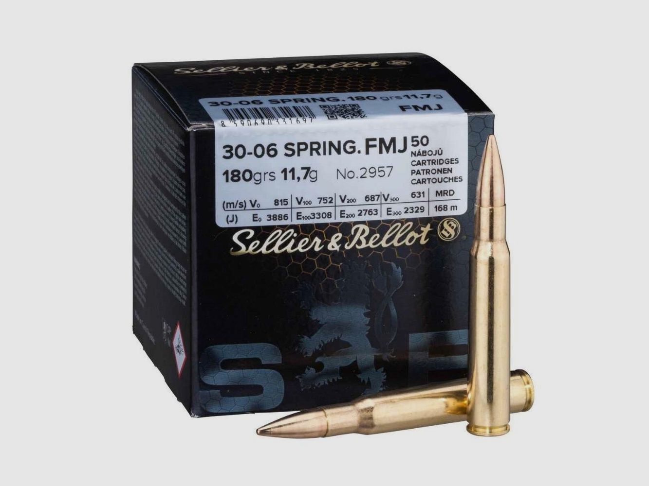 Sellier & Bellot FMJ 180grs. Kaliber .30-06Spr. 50 Schuss