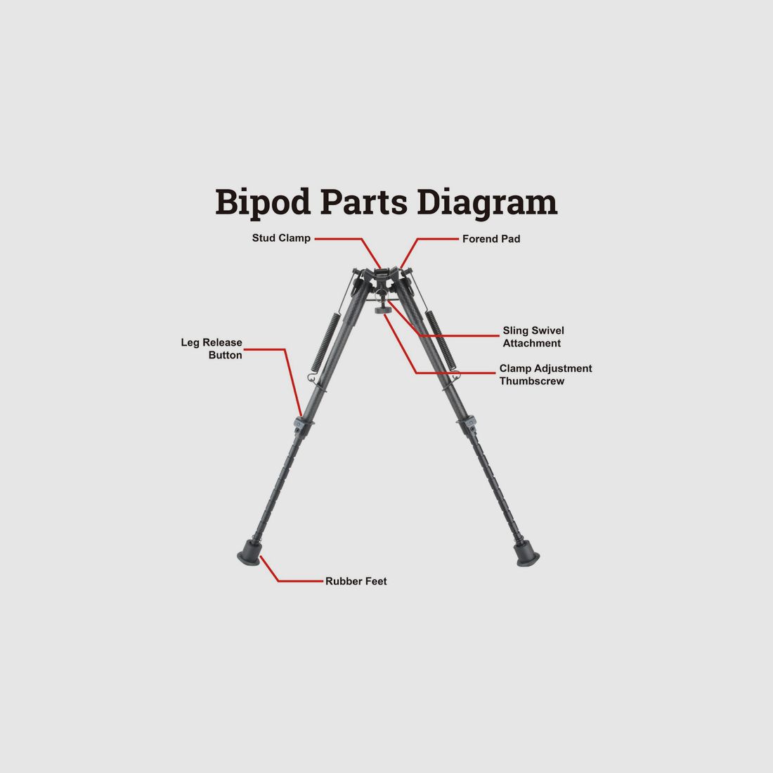 Bipied pour carabine Rokstad Carbon 6N - Grenadière ou rail Weaver - 23-34,5cm, image 6 sur 10