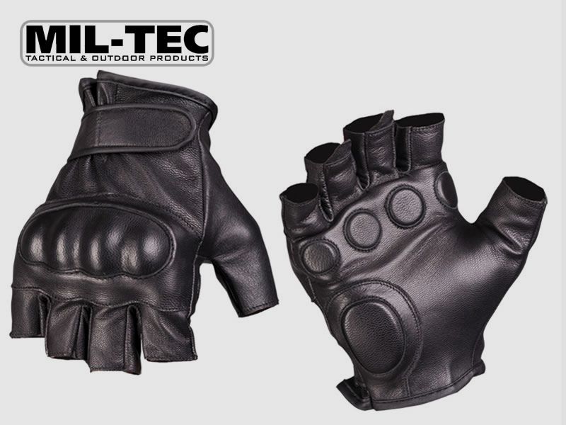 MIL-TEC taktische Lederhandschuhe, Fingerlinge, harter KnĂ¶chelschutz, Polsterung, Gr. L