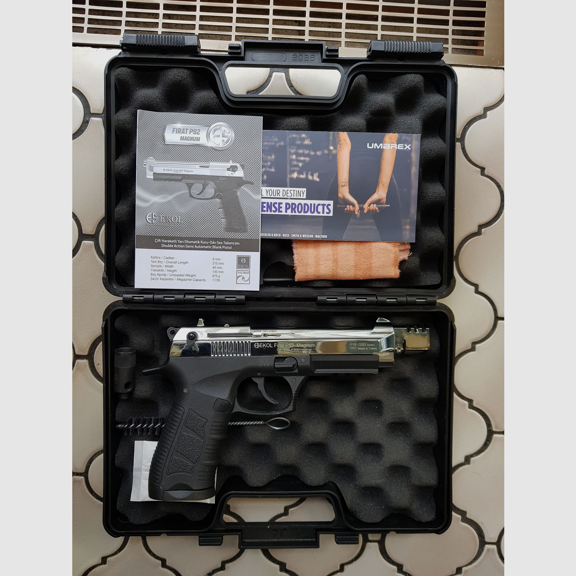 Ekol Firat Magnum Chrom Schreckschusspistole 9mm P.A.K. Samlerstück mit Kompensator