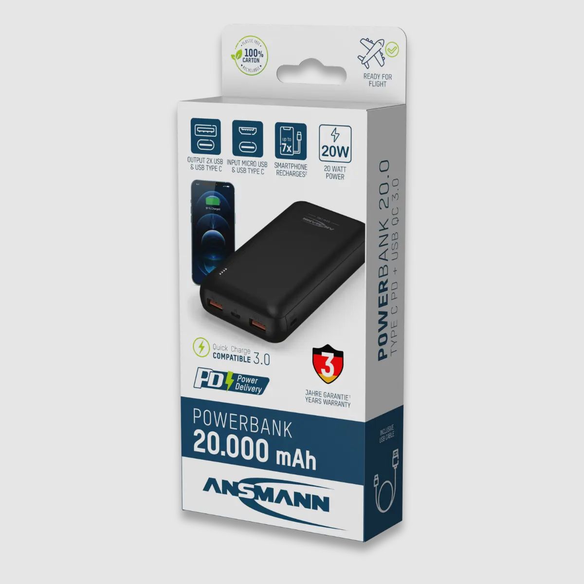 Powerbank Ansmann 20.000 mAh