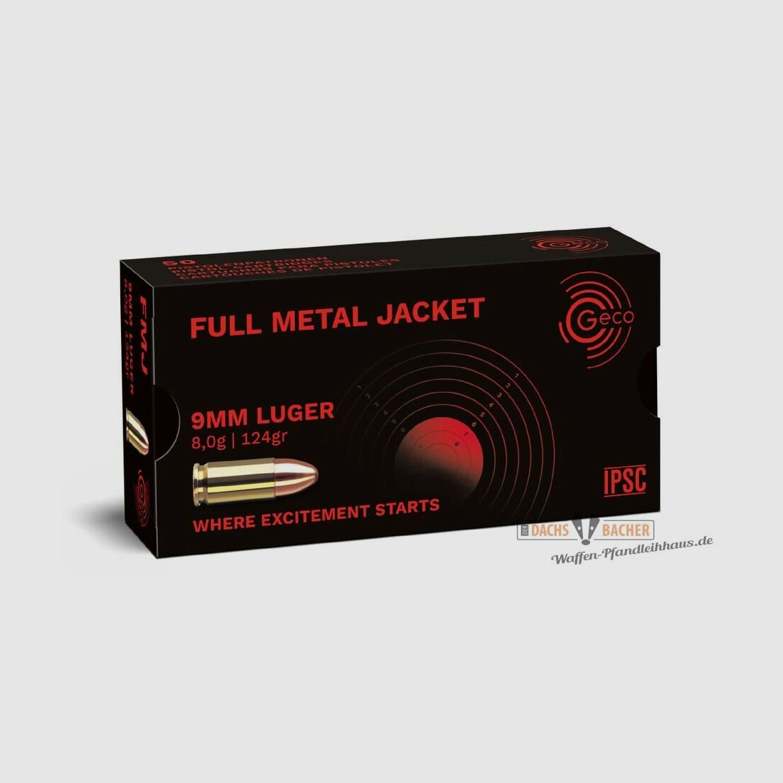 GECO 9 mm Luger FMJ Full Metal Jacket 8,0g/124gr 50 Schuß