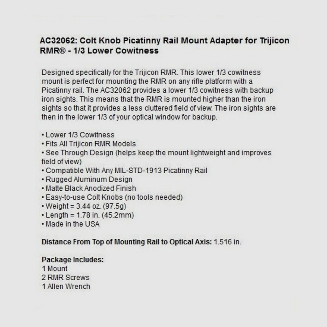 Trijicon RMR Montageblock 1/3 Low Pic