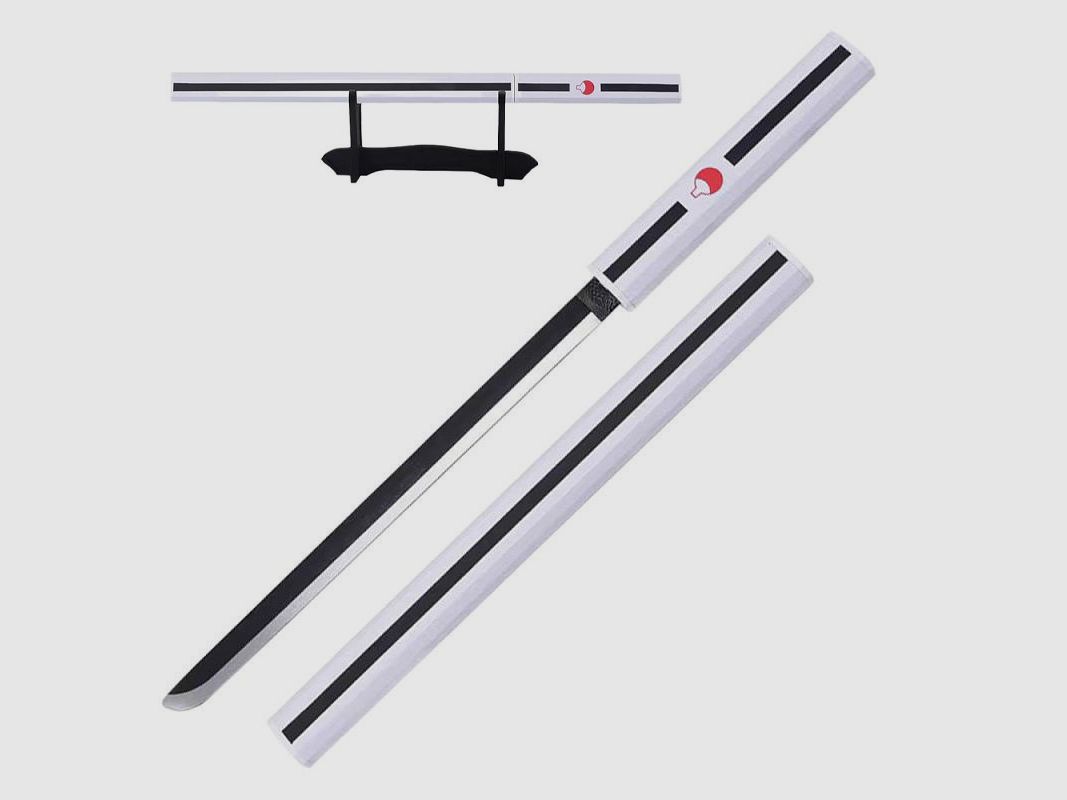 <Sasuke Uchiha Mini Katana Naruto biały z podstawą>