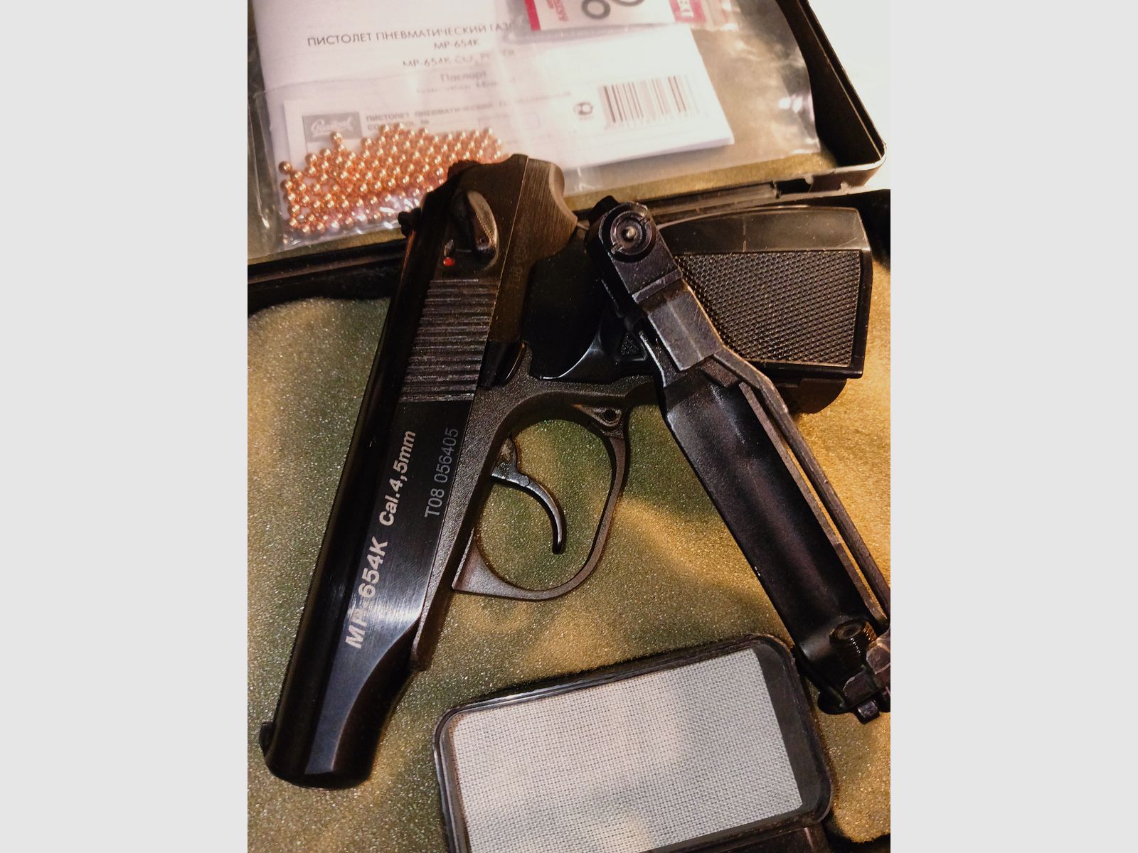 Baikal MP 654 K Makarov T08, CO2 4,5 mm BB, in buone condizioni, perfetto funzionamento TOP, immagine 19 di 20