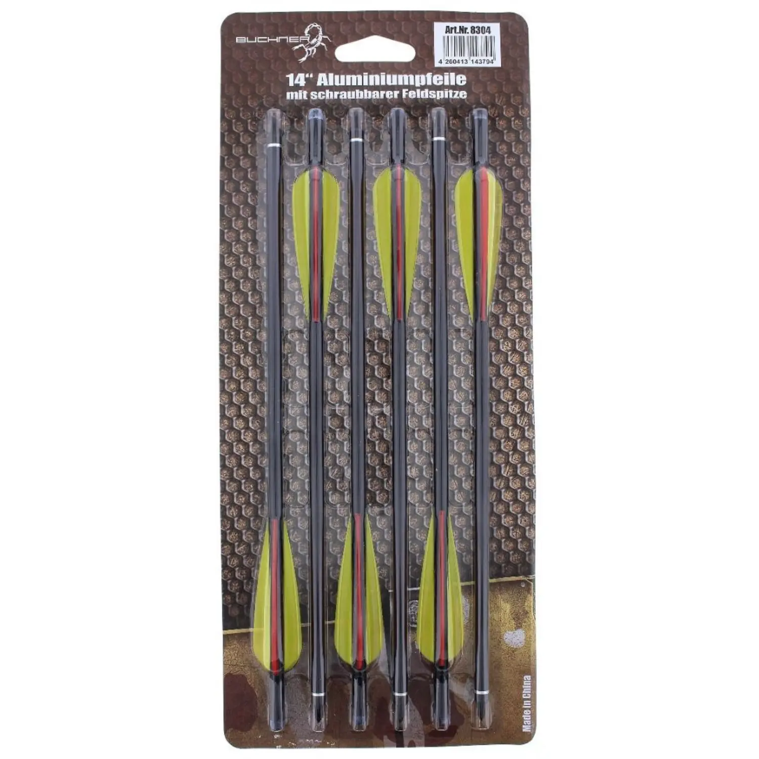 Aluminiowe strzały 14 cali czarne 6-pack do kuszy