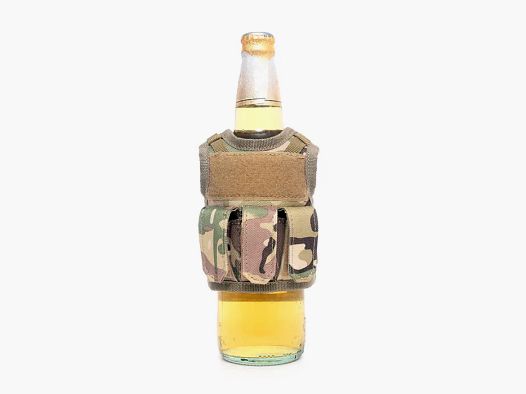 Mini Tactical Schutzweste mit Fronttaschen für Bierflasche / Weinflasche / Thermosflasche - MultiCam