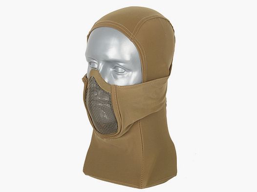 BD "Shadowfighter" Balaclava/Sturmhaube mit integrierter Stahlgeflecht-Gittermaske (TAN)