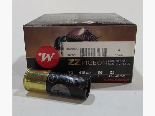 Pudełko 25 nabojów Winchester ZZ Pigeon BJ kal. 12/70 36 gramów śrutu 4