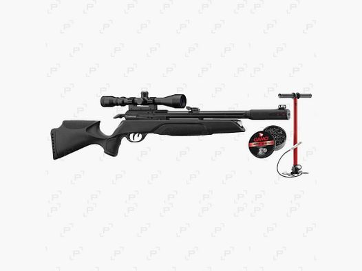 Pack Druckluftbüchse GAMO ARROW PCP mit Zielfernrohr 3-9X40 WR, Handpumpe und 500 Diabolos
