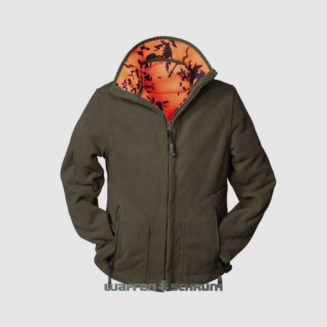 Hubertus Kinder Warn-Wende-Fleecejacke  Oliv/orange