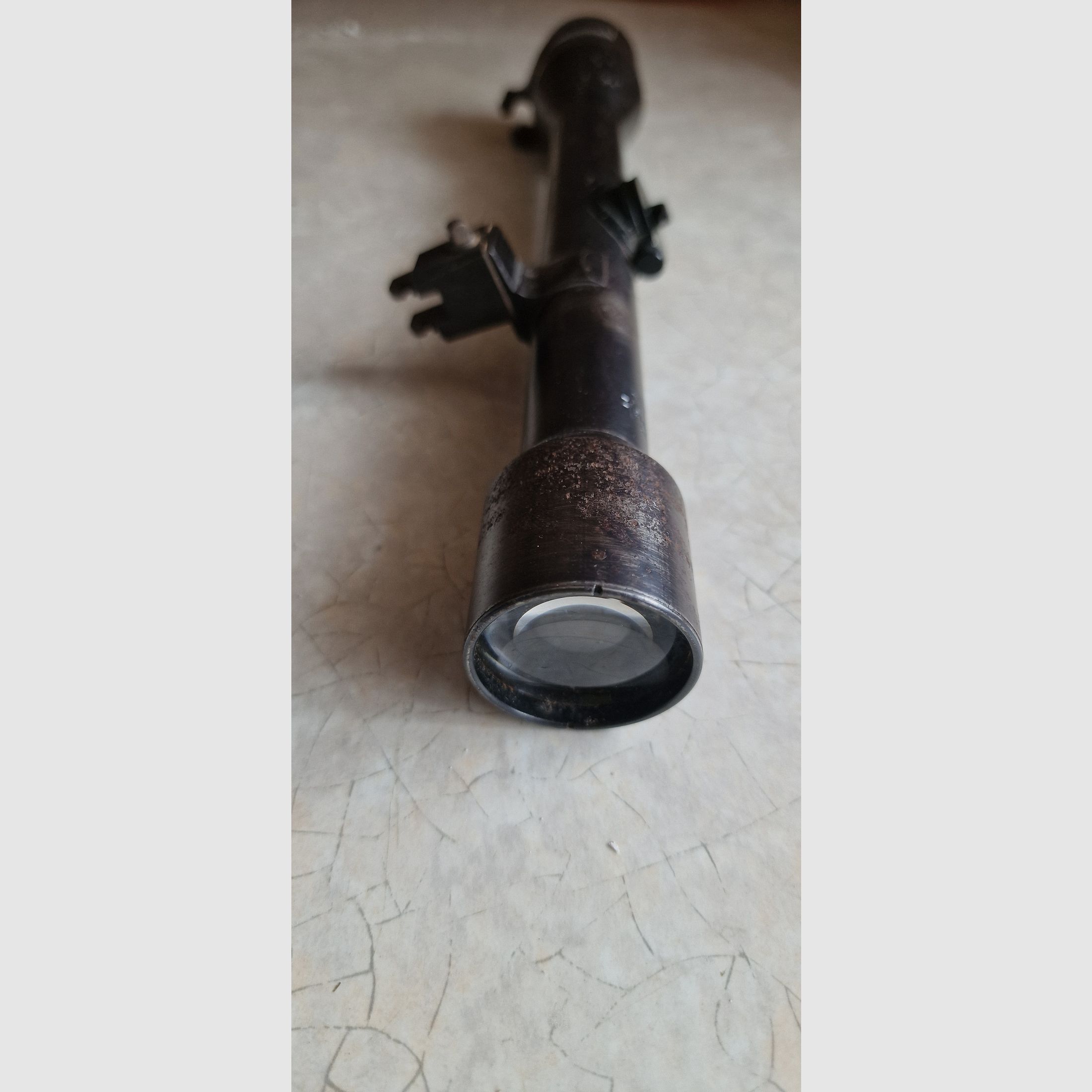 Historische scope Carl Zeiss Jena „Zielsechs“ (6x) – stalen barrel – WO2 / naoorlogs, afbeelding 3 van 10