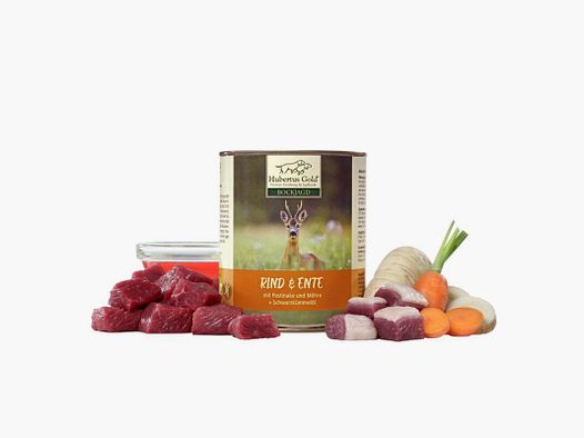 Hubertus Gold Bockjagd Nassfutter Ente & Rind mit Pastinake und Möhren