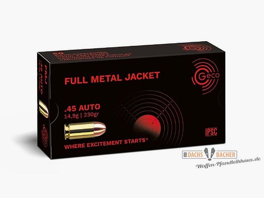 GECO .45 Auto FMJ Full Metal Jacket 14,9g/230gr 50 strzałów