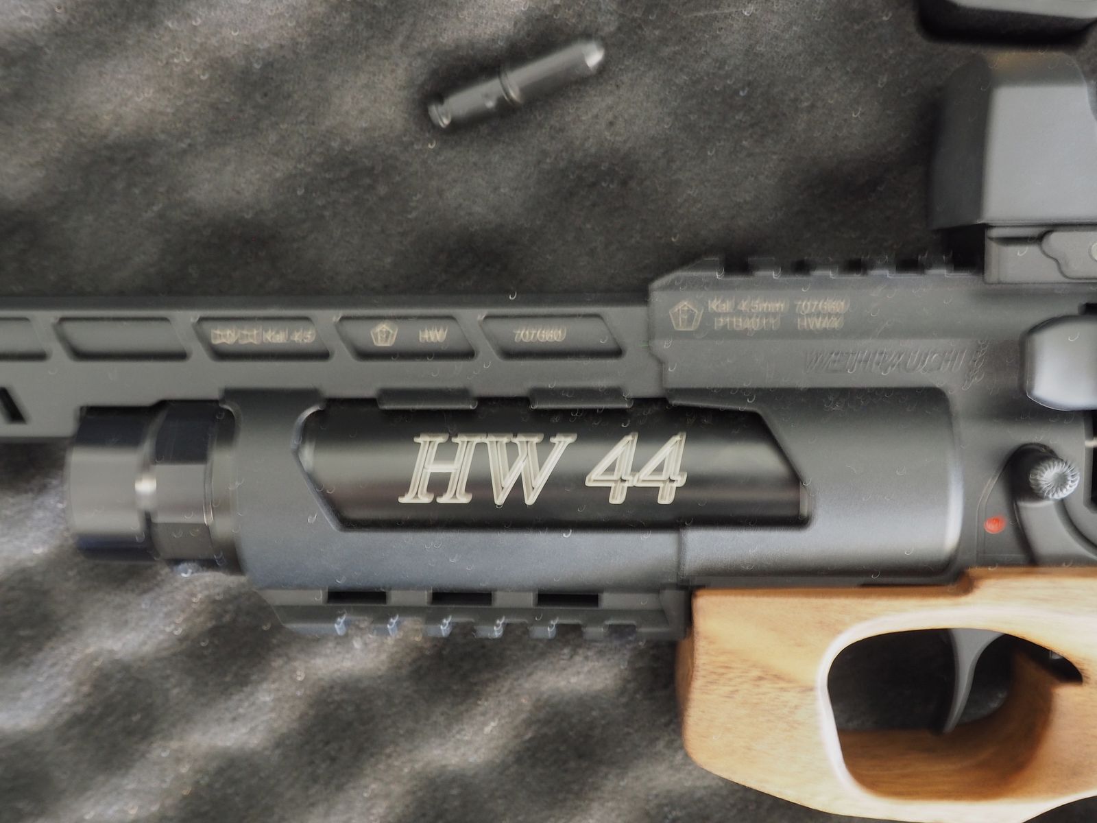 Weihrauch HW44 pistola carabina calibro 4,5 top, red dot sight, suppressor, valigetta ecc., immagine 3 di 6