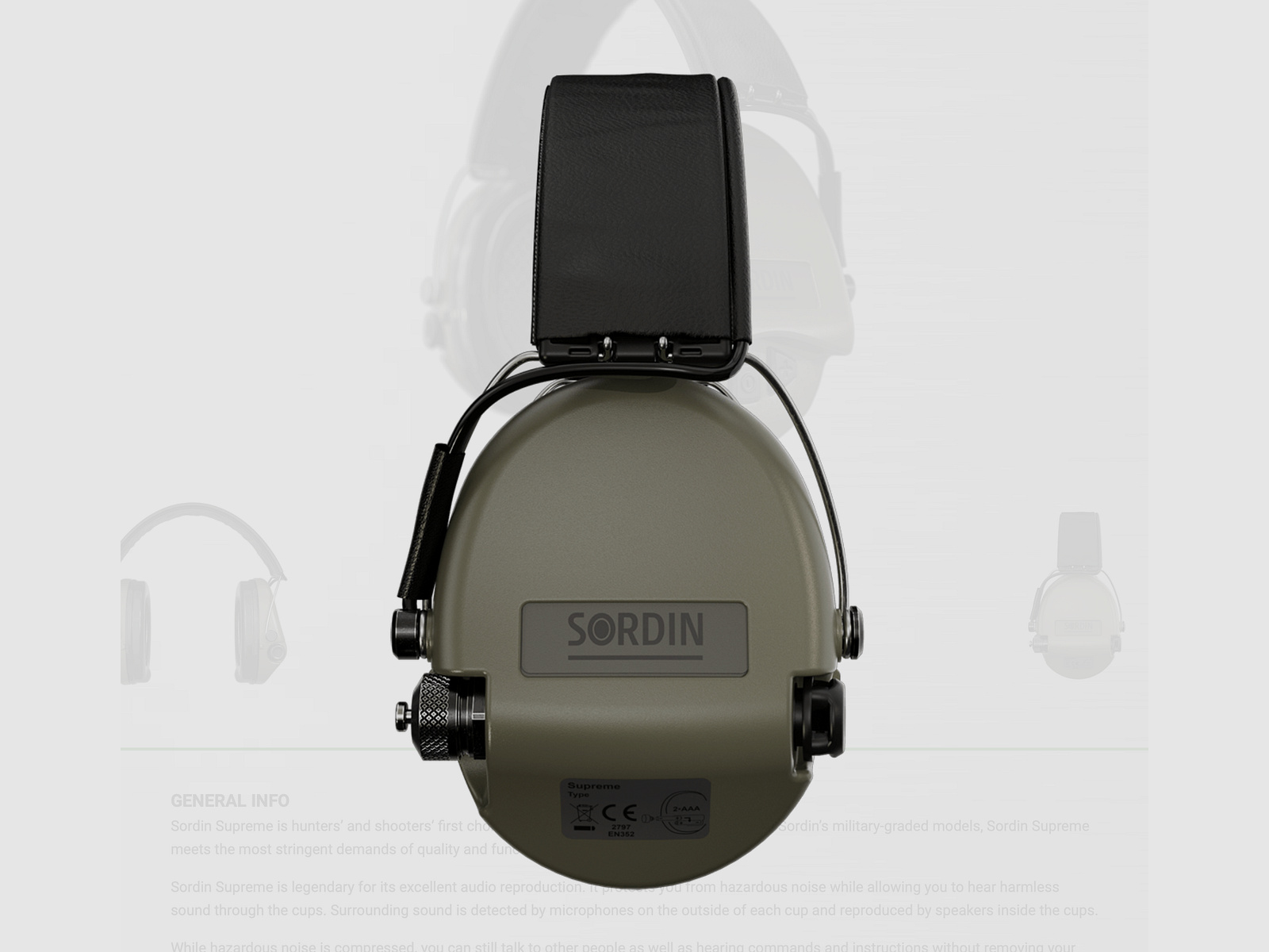 Sordin 75302-S Electronic Hearing Protection Supreme Pro Headband in Green