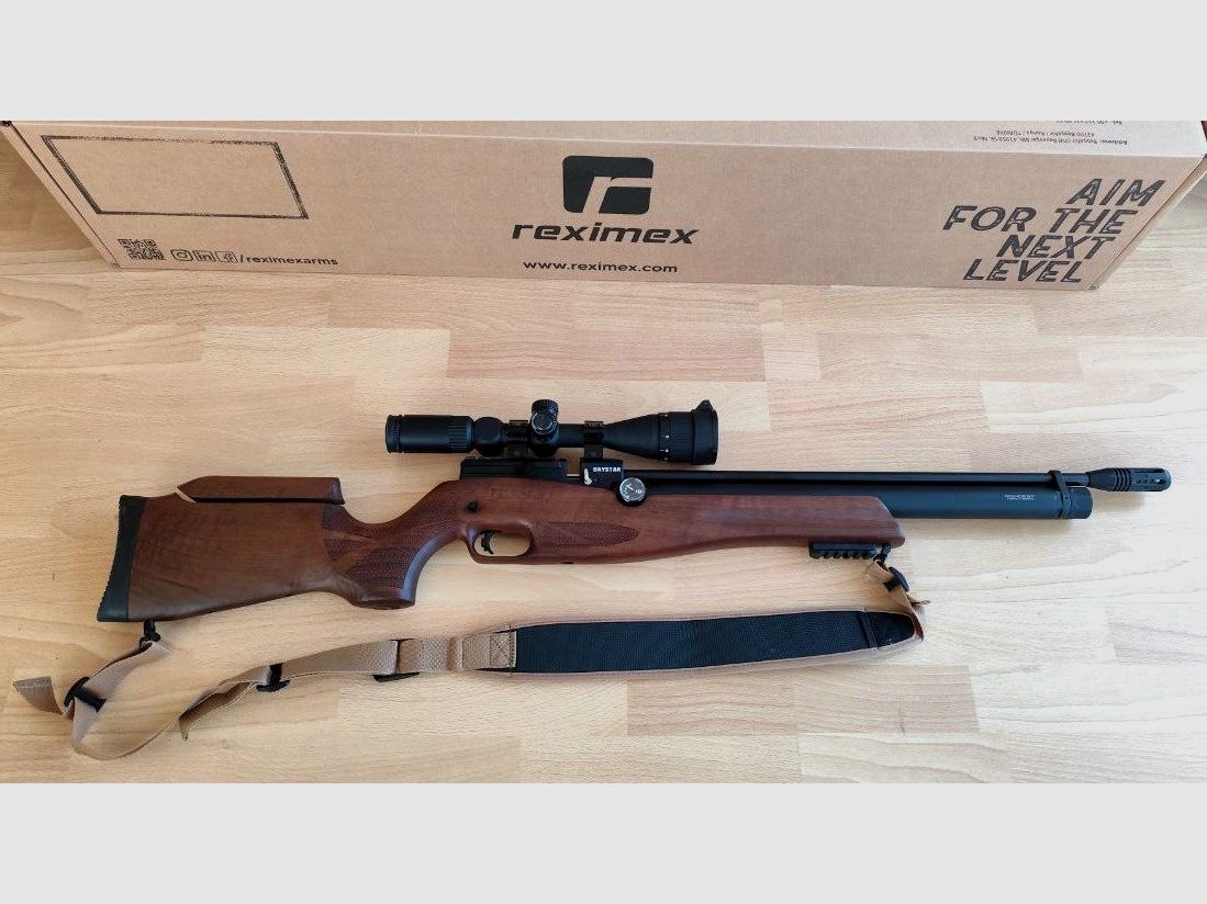 Reximex Daystar in 4,5mm mit Zielfernrohr, Zweibein, Tragegurt, zwei Magazinen und Exportkit