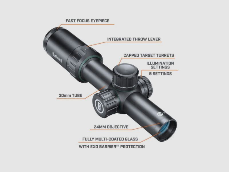 BUSHNELL RP1424BS9 PRIME BLACK SCOPE 1-4X24 30MM ILLUM. GERM