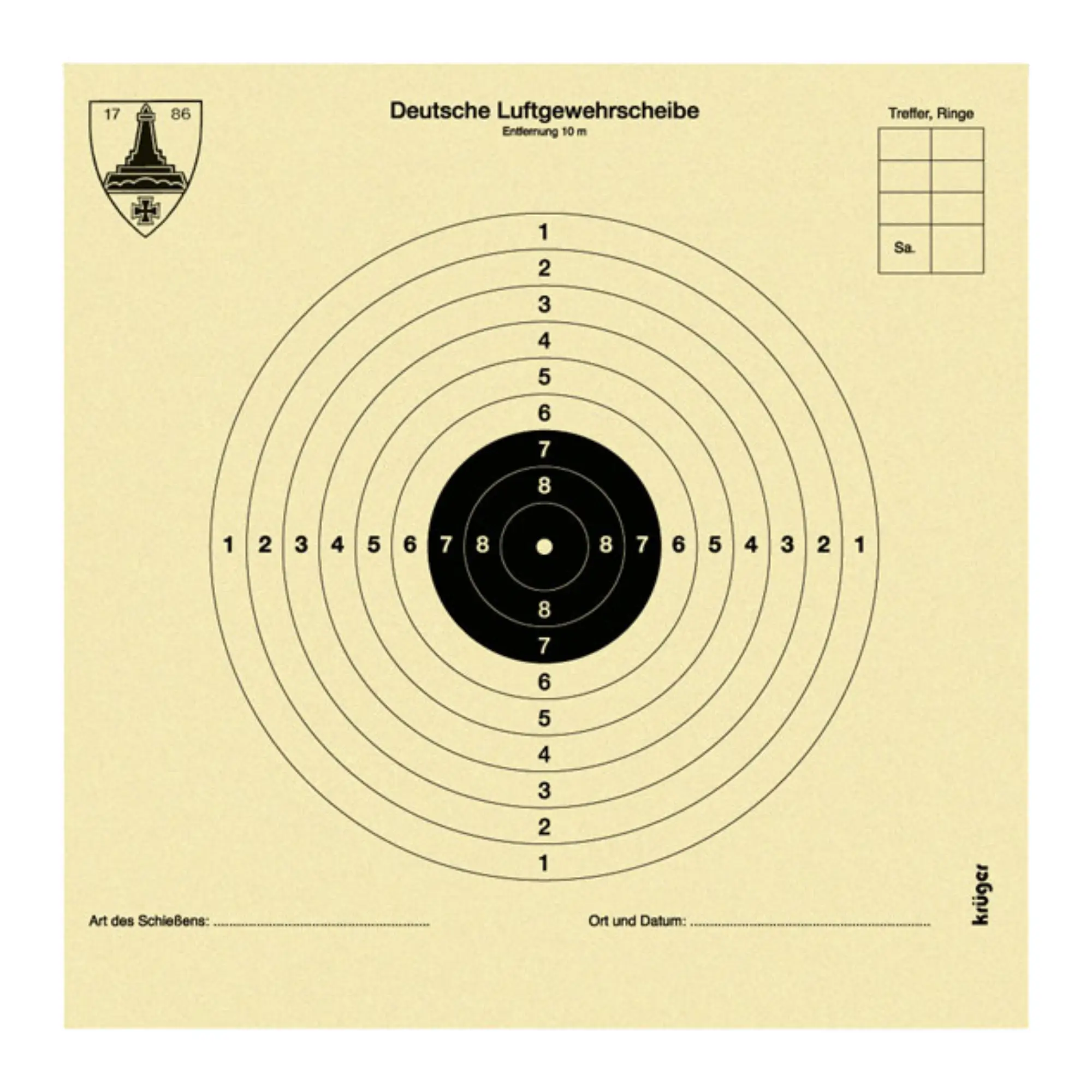 Zielscheibe für Luftgewehr "Kyffhäuser" 10 m | 12x12 cm (250 Stück)