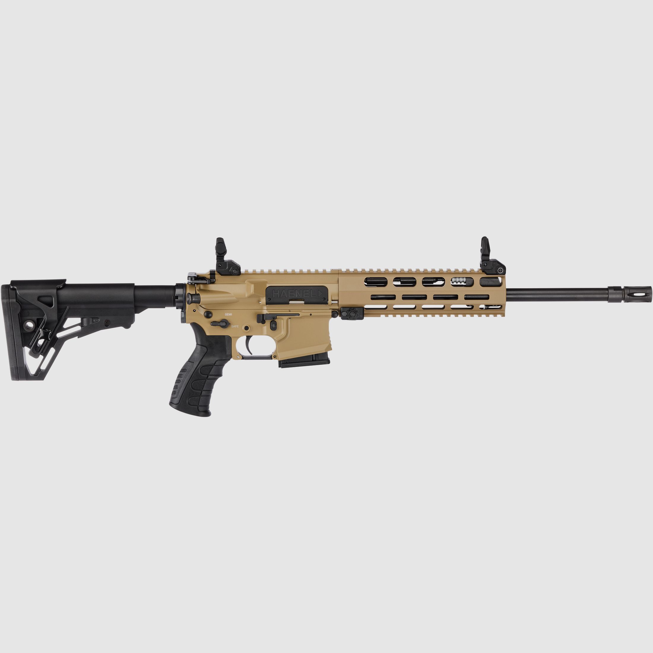 Haenel CR 223 M-LOK Handschutz Lauflänge 368 mm | Matchabzug | Handschutz kurz | Sandfarben | nicht sportlich zugelassen, Kal. .223 Rem.
