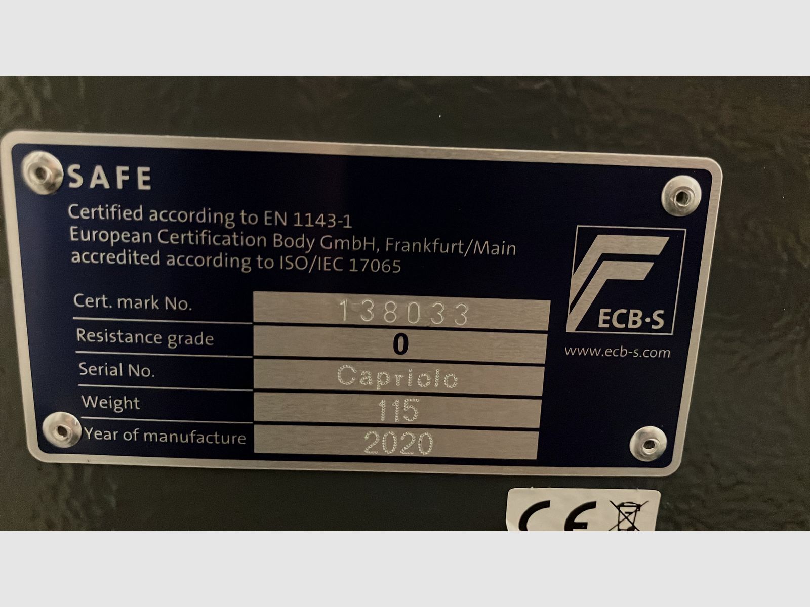 Armoire à armes avec serrure numérique, Classe 0, pour 4 armes longues