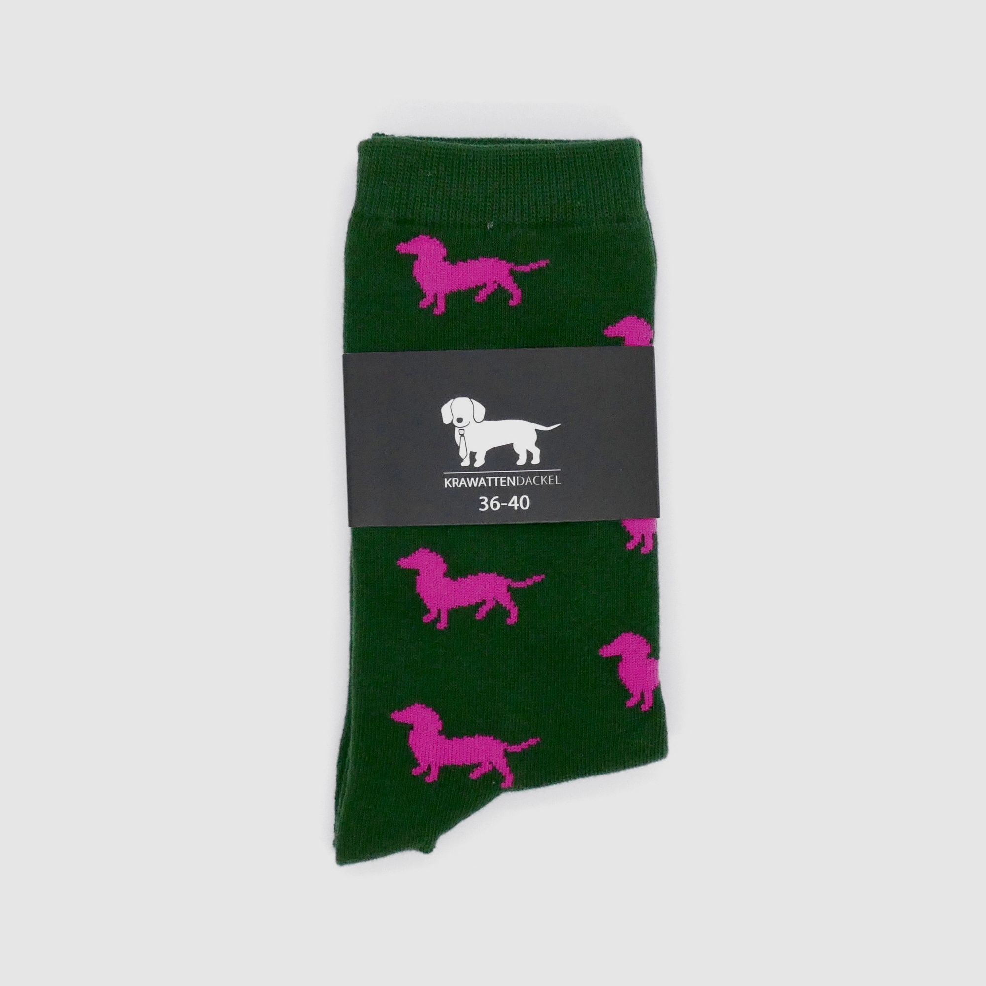 Krawattendackel Socken grün Dackel pink Größe 36-40 Damenstrümpfe