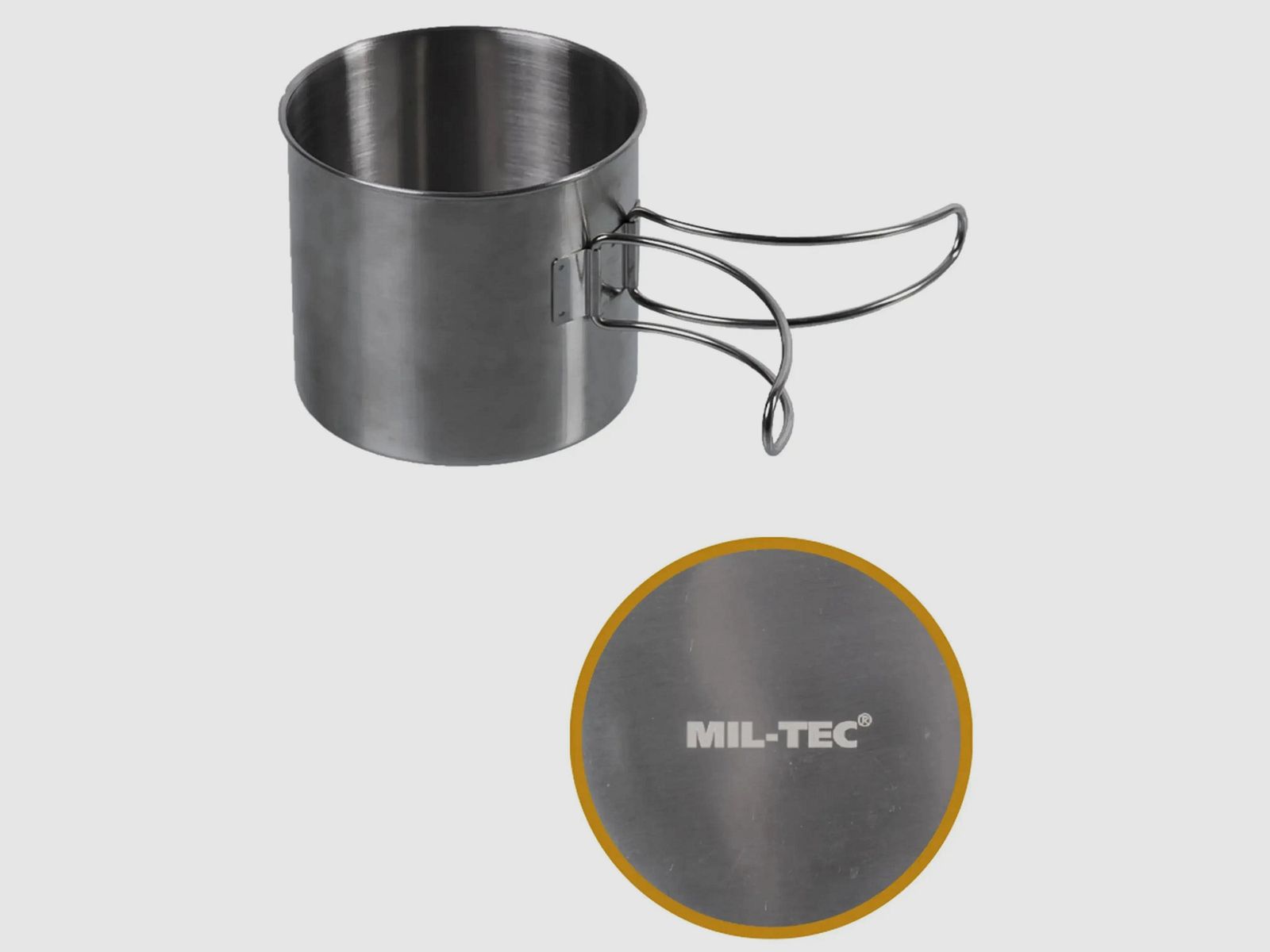Mil-Tec Vaso De Acero Inoxidable Con Mangos De Alambre 600 ml