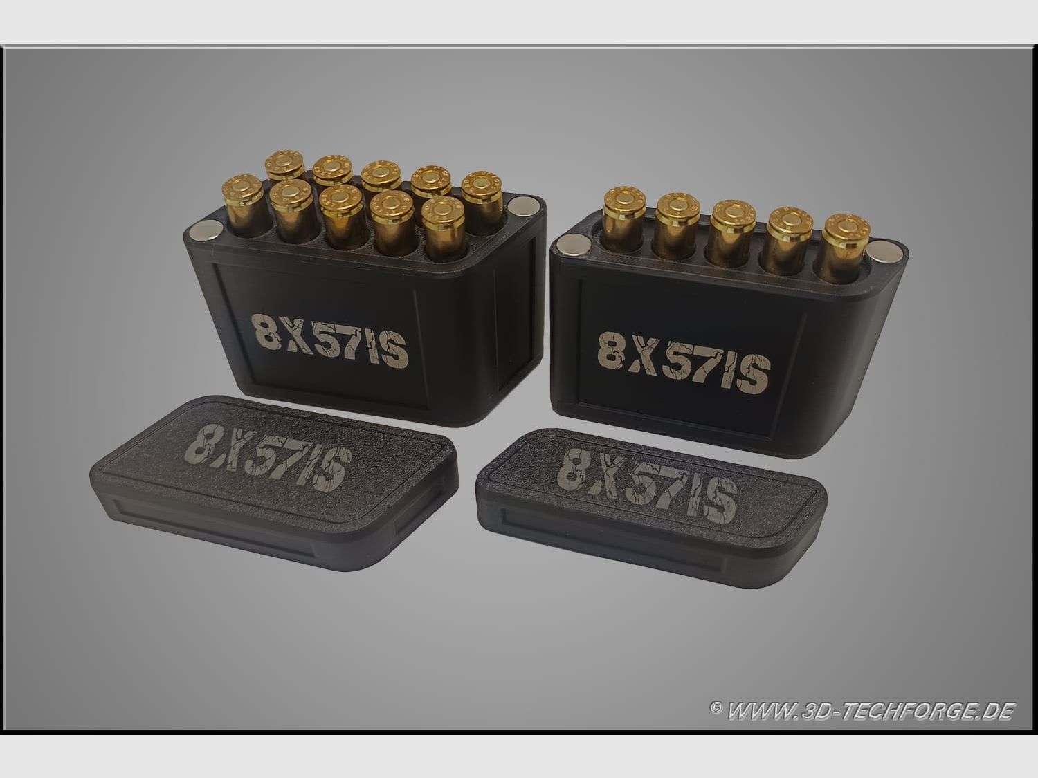 Estuche para cartuchos 8x57 IS magnético (5 / 10 disparos) – Silencioso y sin ruido con inserto de fieltro, muchos otros calibres bajo pedido