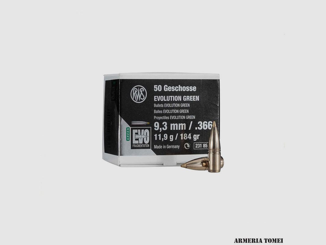RWS – BULLETS – EVOLUTION 9.3MM / .366 – 11.9G / 184GR QTY 50