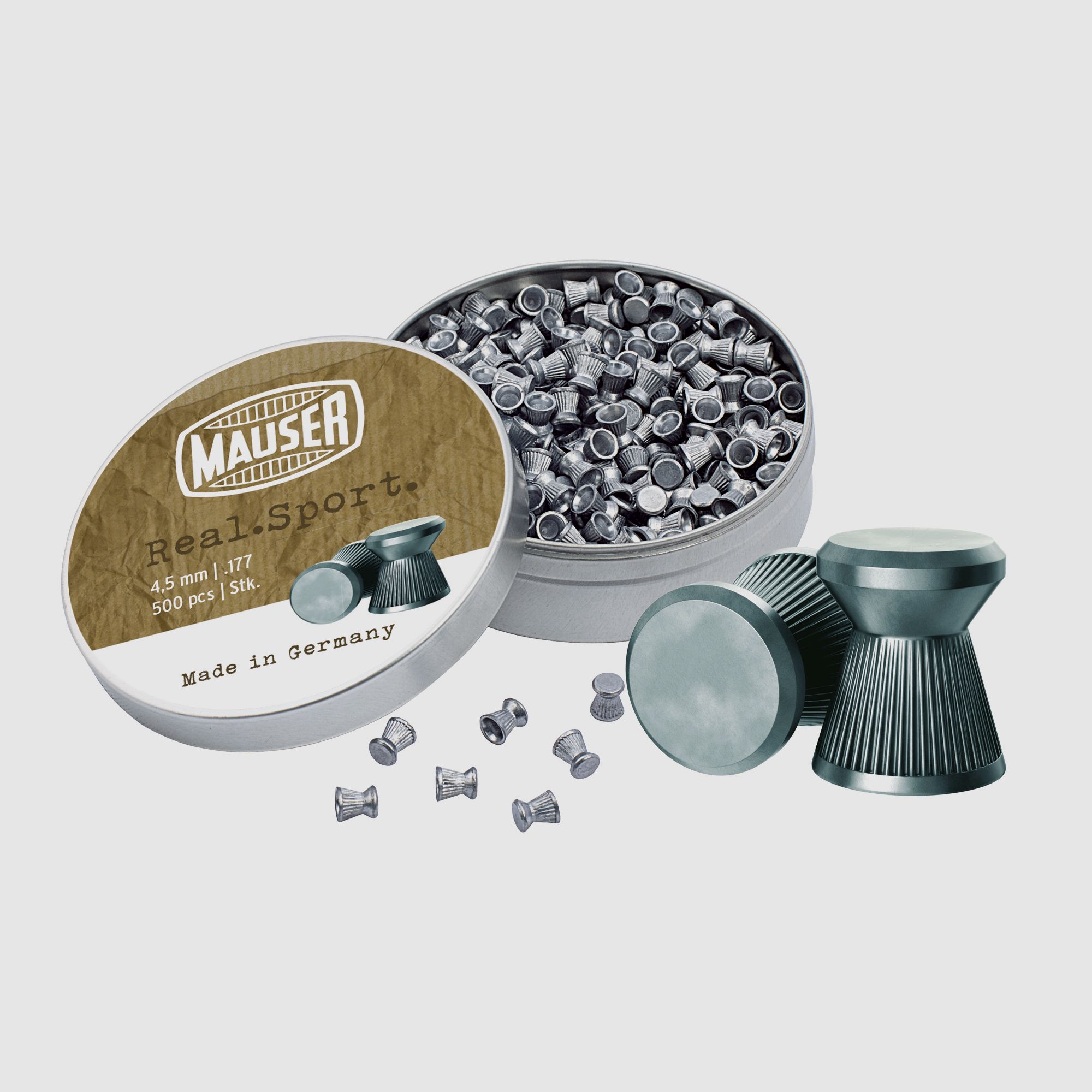 Diabolo Mauser a testa piatta rigato 4,5mm 500 pezzi