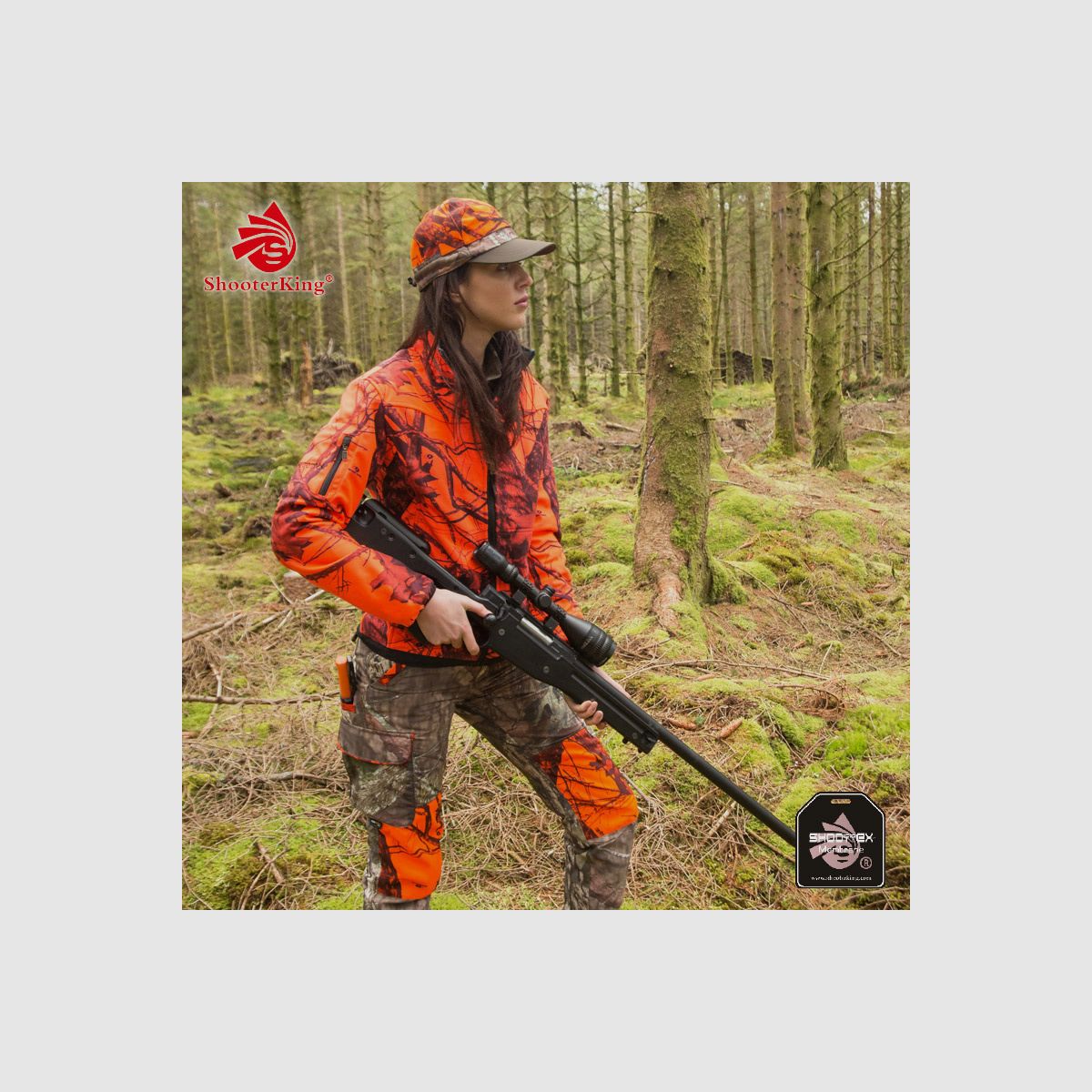 SHOOTERKING Softshell Damen Jacke 2 in 1 Mossy Blaze Orange