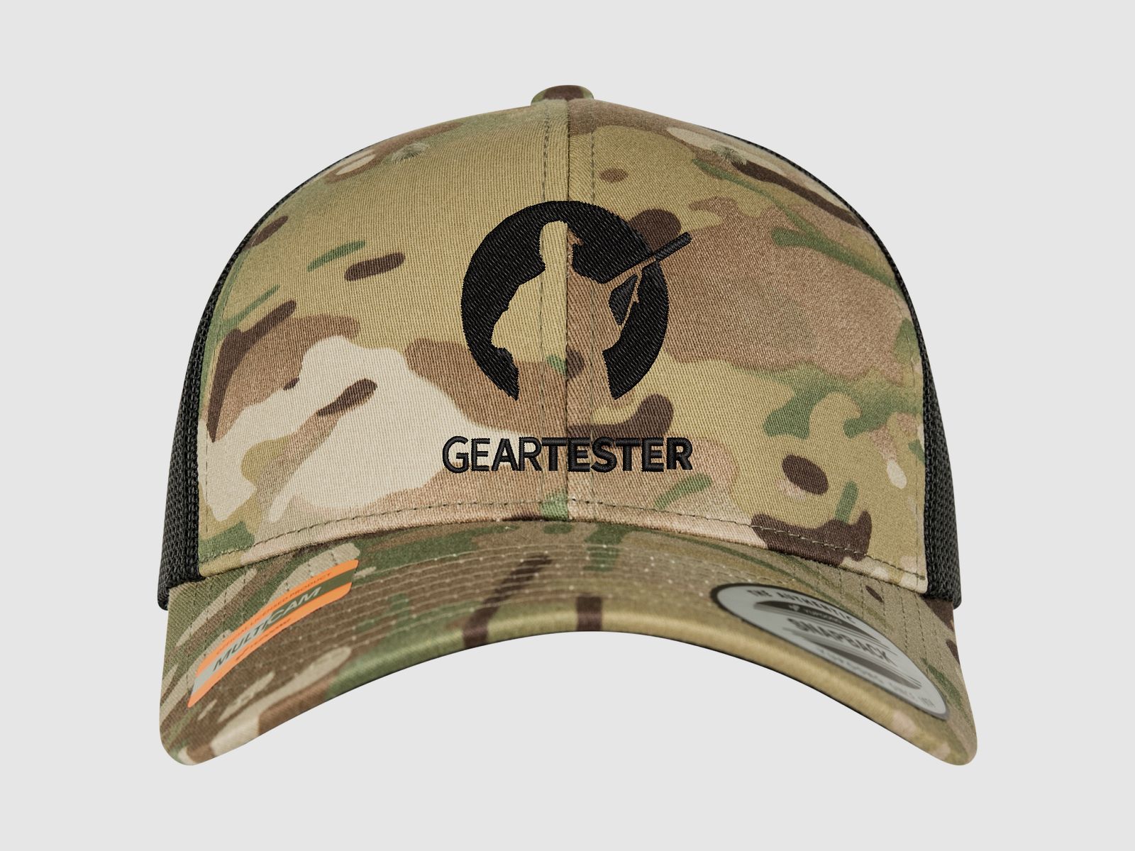 Geartester Multicam Retro Trucker-Kappe, großes Logo