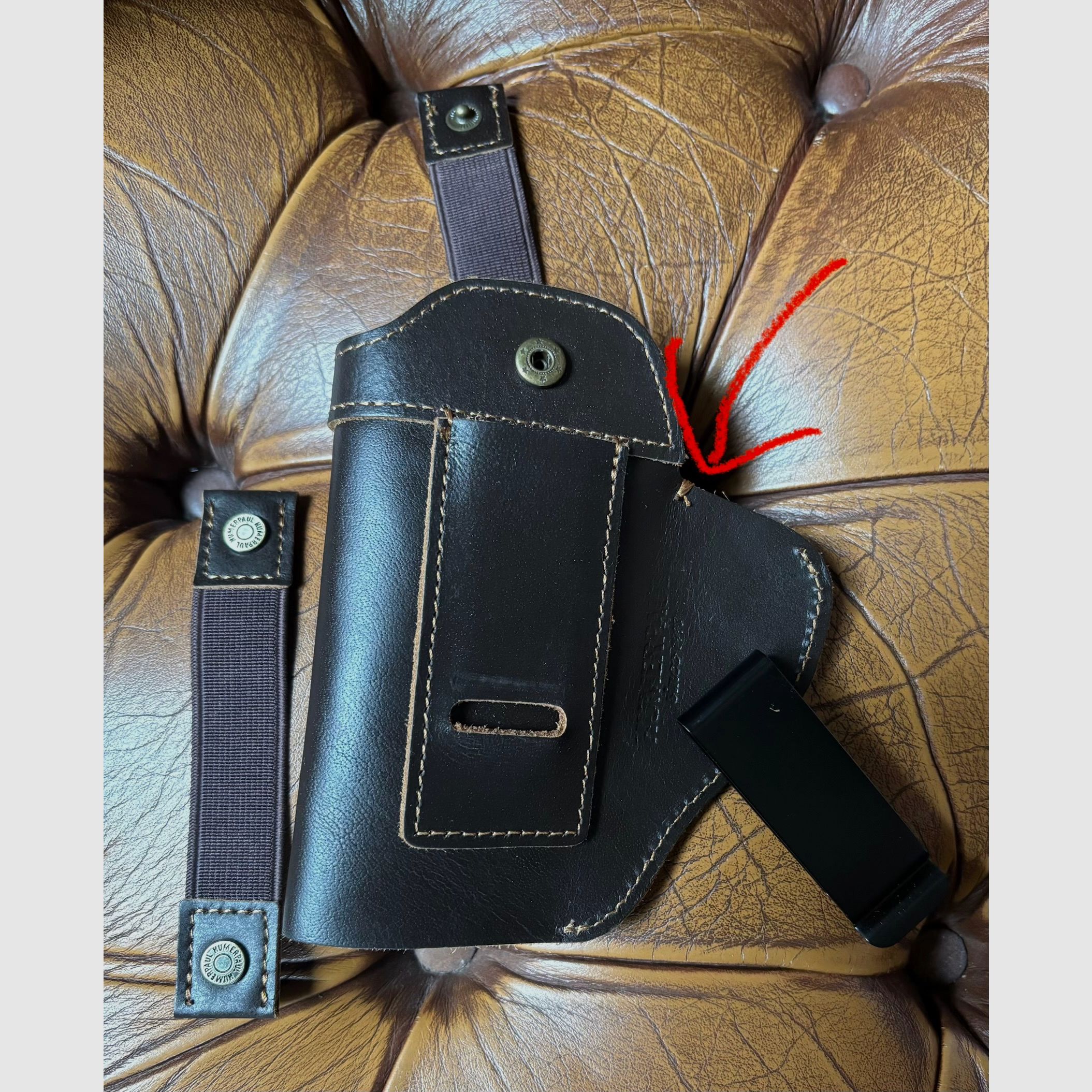 Holster aus echtem Leder mit Clip und Schlaufen für links oder rechts