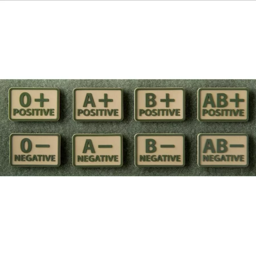 Helikon-embleem BLOEDGROEP (set – 2 stuks) – PVC – Beige-Khaki – A/Rh+, afbeelding 2 van 4
