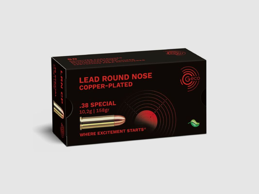 GECO .38 Special Lead Round Nose, copper-plated 158gr