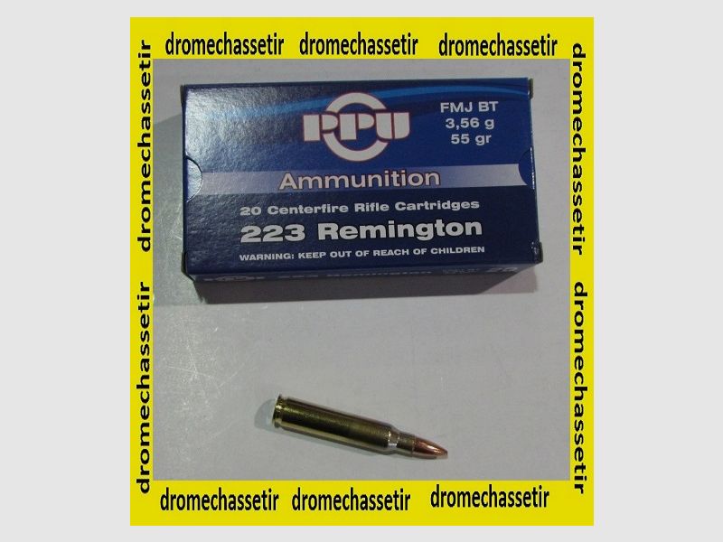 Doos van 20 patronen Partizan, kal. 223 Remington FMJBT 55 grains, speciaal voor AR15
