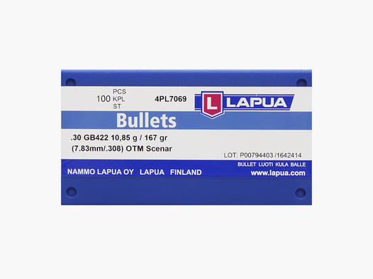 .308 Proiettili Lapua Scenar OTM 167 gr VE100