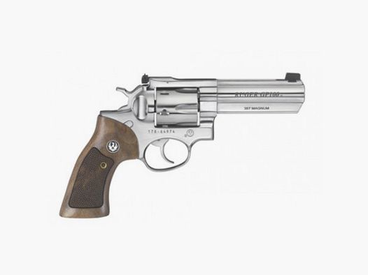 Ruger Revolver GP100, 4.20", Checkered Hardwood Grip, cal. 357 Magnum - Satin Stainless