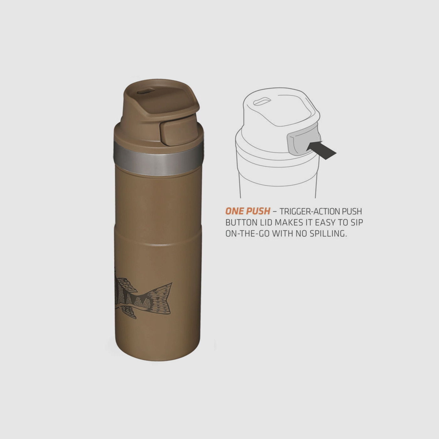 STANLEY – CLASSIC TRIGGER-ACTION TRAVEL MUG 16oz /470ml Peter Perch Tan, image 4 of 4
