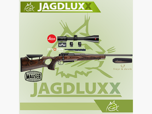 Mauser 25 Max set met Leica Amplus 6 2,5-15x56i en freyr&devik demper