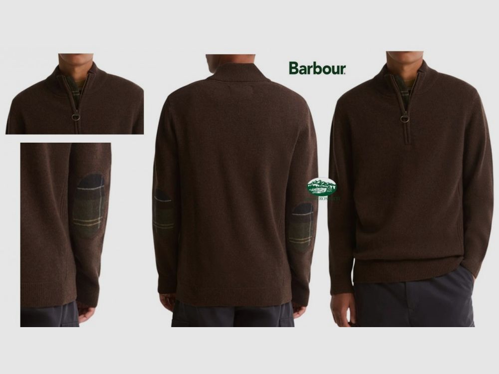 BARBOUR Pull Holden à demi-zip couleur chêne brun