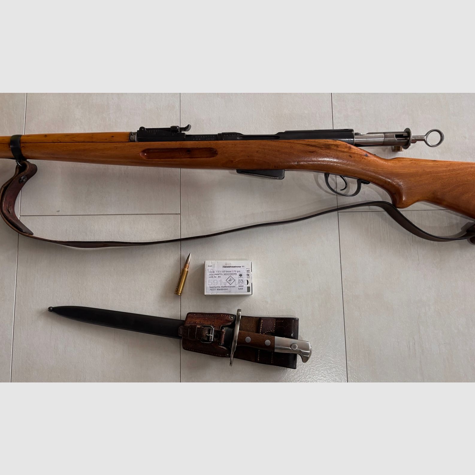 Schmidt Rubin G11 with original bayonet including ammunition 7.5x55