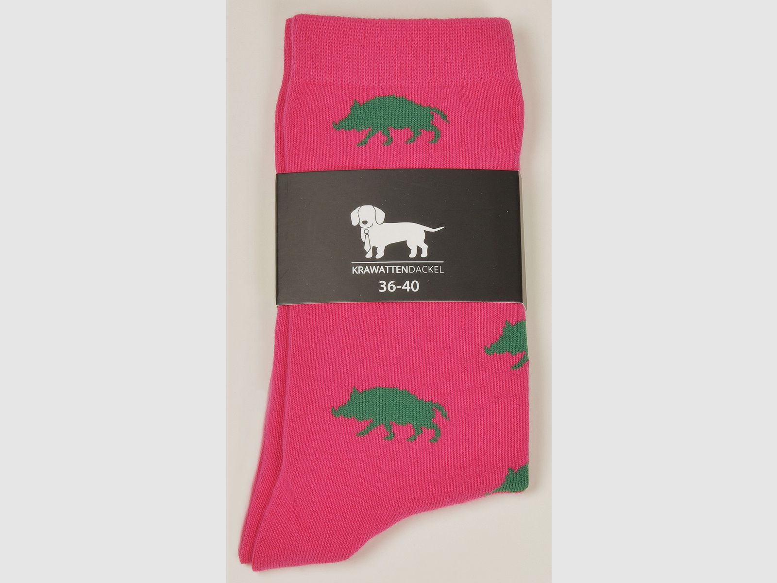 Krawattendackel Socken pink Wildschwein grün Damenstrümpfe