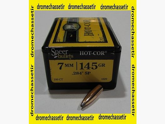 Boite 100 ogives Speer cal 7mm en 145 grains Hot Cor Spitzer SP, ref 1629