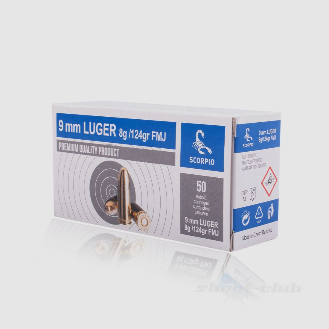 STV FMJ 124grs Patronen 9mm Luger 8,0g - 50 Stück